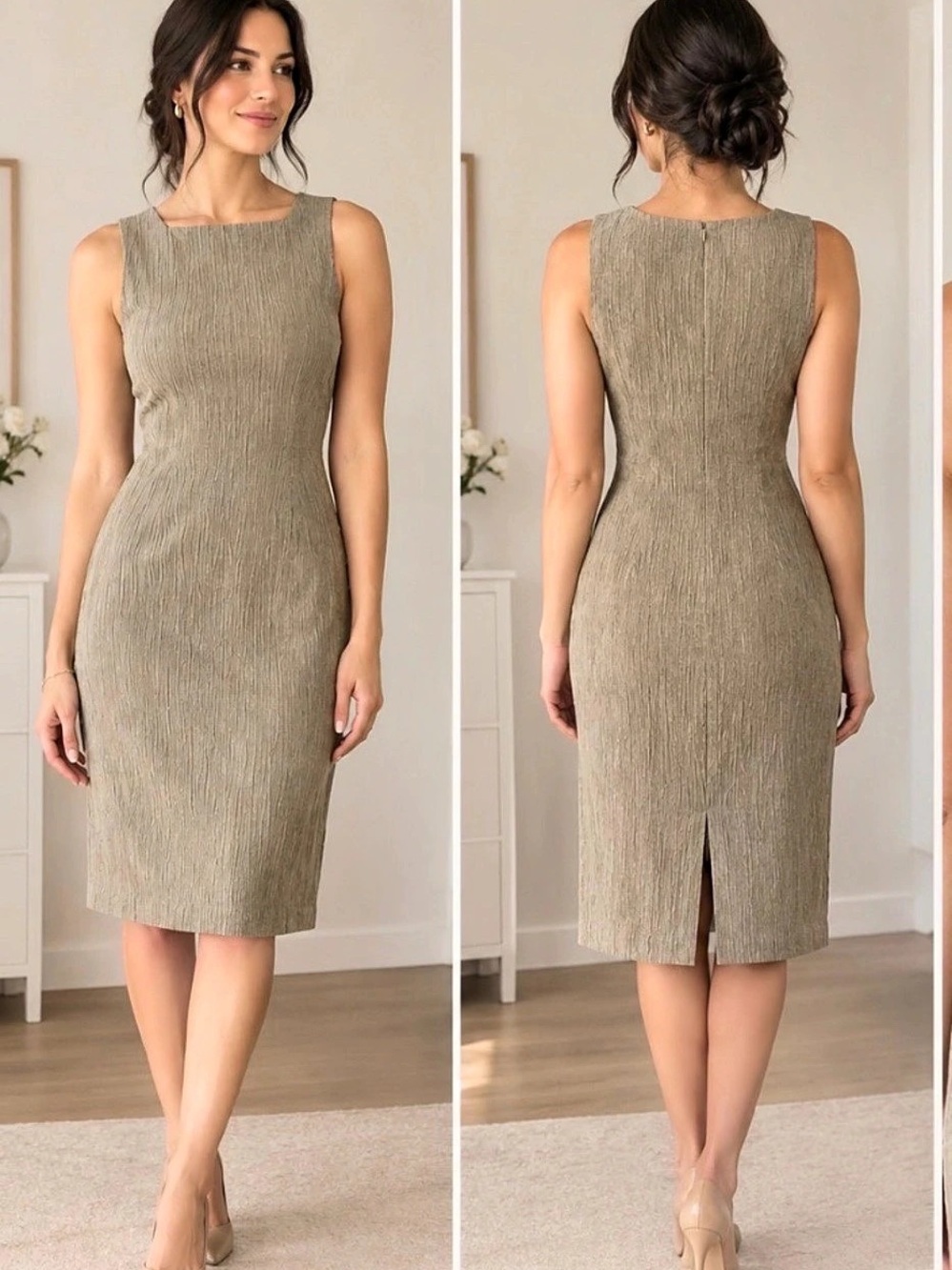Anne Klein Sleeveless Midi Dress in Brown Size 6 Like New